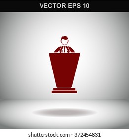 The speech icon. Speak and broadcaster, orator, presentation, conference symbol.