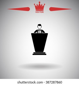 The speech icon. Speak and broadcaster, orator, presentation, conference symbol. 