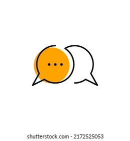Speech icon, talk logo, dialogue symbol. Two bubbles, communication sign. Vector illustration