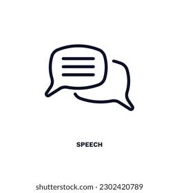 icono de voz. Icono de discurso delgado de línea de ai y futura colección de tecnología. Vector de contorno aislado en fondo blanco. El símbolo de voz modificable se puede usar en la web y en el móvil