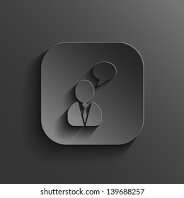 Speech icon - vector black app button with shadow