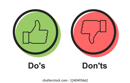 Speech icon vector bubble Dos and Don'ts or likeunlike symbols, flat simple logotype graphic design .