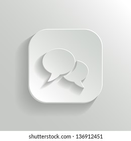 Speech icon - vector white app button with shadow