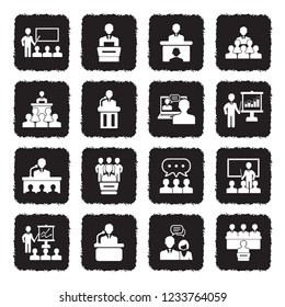 Speech Icons. Grunge Black Flat Design. Vector Illustration. 