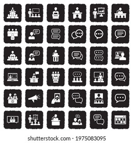 Speech Icons. Grunge Black Flat Design. Vector Illustration.