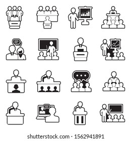 Speech Icons. Line With Fill Design. Vector Illustration.