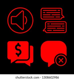 speech icons set with speaker, speech bubble and chat vector set