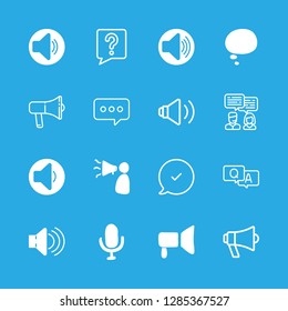 speech icons set with speaker, megaphone and speakers vector set
