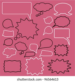 speech & idea bubble icons set, vector