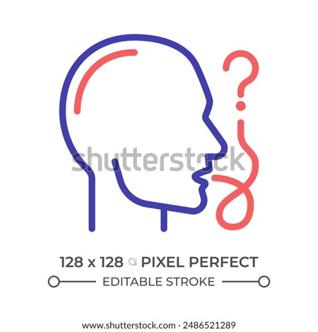 Speech impairment two color line icon. Physiotherapy treatment, recovery. Social interaction difficulties bicolor outline symbol. Duotone linear pictogram. Isolated illustration. Editable stroke