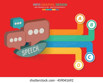 Speech info graphic on red background,vector