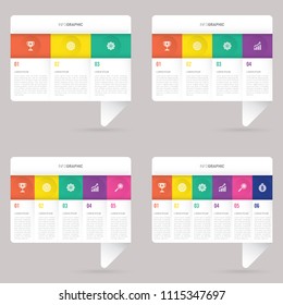 speech infographic template with 3, 4, 5, 6 steps