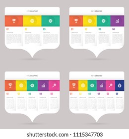 speech infographic template with 3, 4, 5, 6 steps