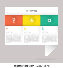 speech infographic template with 3 steps