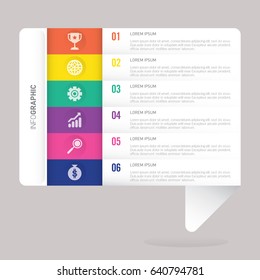speech infographic template with 6 steps