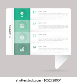 speech infographic template green with 4 steps