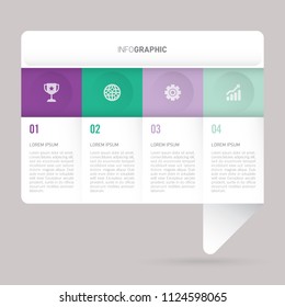 speech infographic template green and purple with 4 steps
