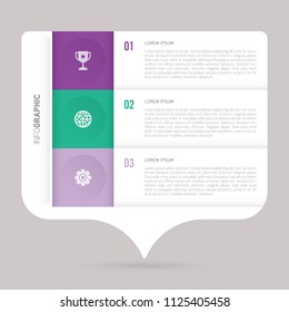 speech infographic template green and purple with 3 steps
