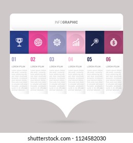 speech infographic template pink and blue with 6 steps