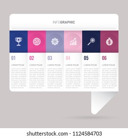 speech infographic template pink and blue with 6 steps
