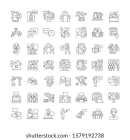 Speech linear icons, signs, symbols vector line illustration set