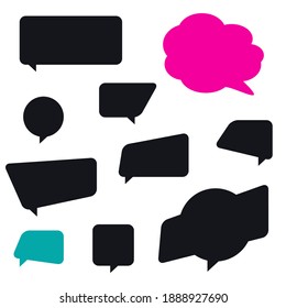 Speech logo icon sign Bubbles balloon element Hand drawn sketch Modern doodle cartoon abstract design style Fashion print clothes apparel greeting invitation card banner poster badge flyer cover ad