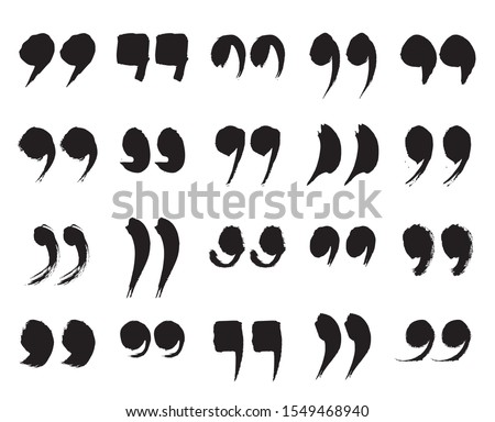 Speech Marks, Quote Sign Icons. Collection of Black Hand Painted Quotation Marks Isolated On a White Background. Vector Illustration