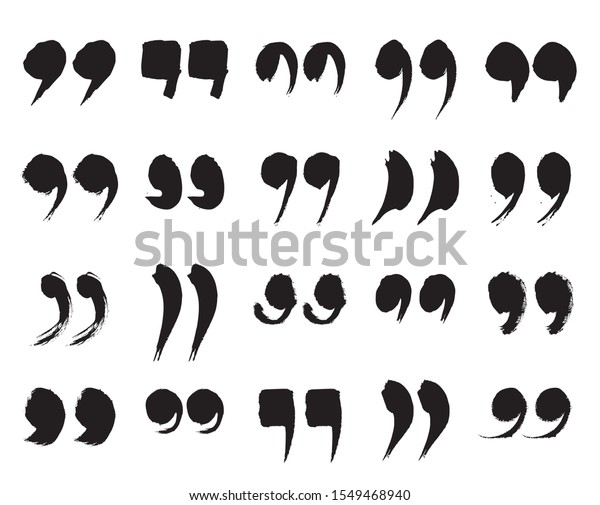 Speech Marks, Quote Sign Icons. Collection\
of Black Hand Painted Quotation Marks Isolated On a White\
Background. Vector\
Illustration