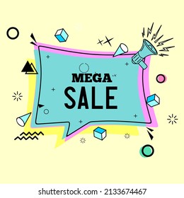 discurso con texto de mega ventas en la insignia Consejo rápido. oraciones en burbujas de conversación con diseño de historietas