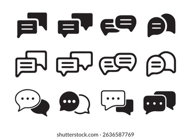 Speech and Message Bubble Icons – Communication UI Elements Collection