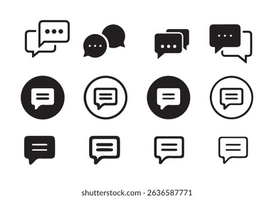 Speech and Message Bubble Icons – Communication UI Elements Collection