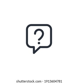  Speech message bubble with question mark. Vector linear icon isolated on white background.