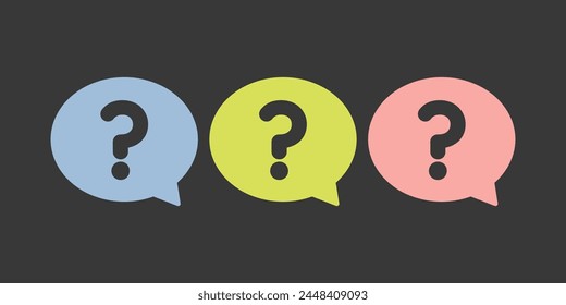 Speech message bubbles with question marks. Chat bubble vector illustration. Conversation, communication, faq help