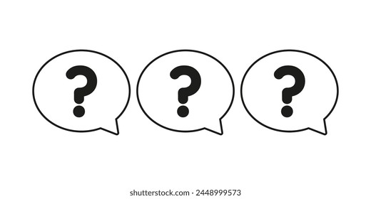 Speech message bubbles with question marks. Chat bubble vector illustration. Conversation, communication, faq help