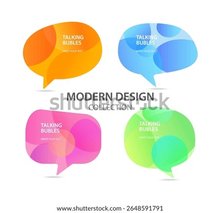 Speech modern Bubble set. Talk bubble. Blank empty vector white speech bubbles with gradient bubbles. Speak bubble text, cartoon chatting box, message box. Modern style.