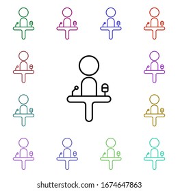 Speech multi color style icon. Simple thin line, outline vector of conferencing icons for ui and ux, website or mobile application