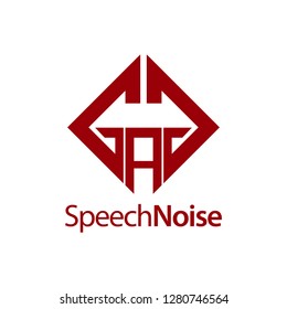 Speech Noise. Initial letter GAG square logo concept design template idea