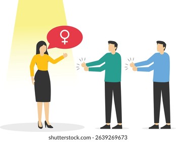 Speech on Women's Rights under the Spotlight. stock illustration

