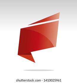 Speech origami bubble light red icon sticker