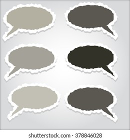 Speech papercut bubbles set in shades of grey mode