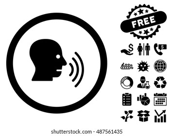 Speech pictograph with free bonus pictograph collection. Vector illustration style is flat iconic symbols, black color, white background.