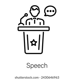 Speech podium linear style icon 