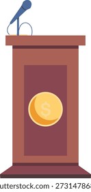 Speech podium with a microphone, ready for a presentation or public speaking event.