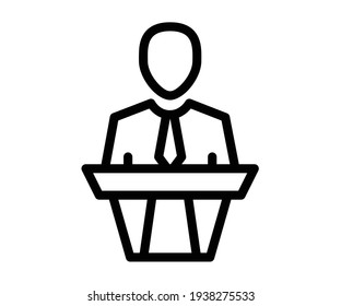 speech podium speaker single isolated icon with outline style
