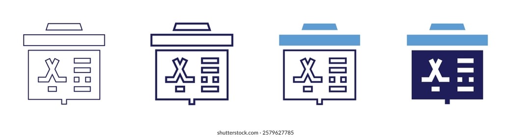 Speech preparation icon in 4 different styles. Thin Line, Line, Bold Line, Duotone. Duotone style. Editable stroke.