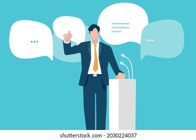 Speech. Public speaker. Education, teaching.  Business vector illustration. 