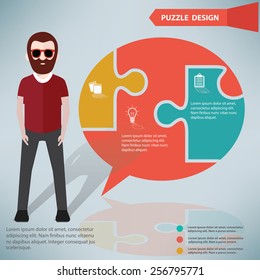 Speech puzzle info graphic design and character,clean vector