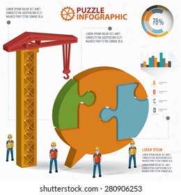 Speech puzzle info graphic design,three dimension,clean vector