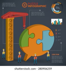 Speech puzzle info graphic design,three dimension,clean vector