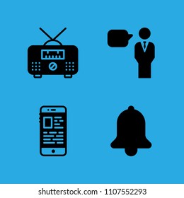 speech, radio, bell and smartphone icons vector in sample icon set for web and graphic design